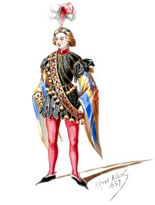 Halévy - La magicienne - modele kostiumów autorstwa Alfreda Alberta - 09. Strona. Ośmiu statystów (wyretuszowanych)