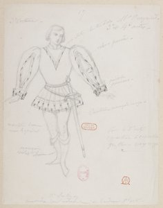 Halévy - La magicienne - modele kostiumów Alfreda Alberta - 17 (Réné), M. Gueymard, 3. kostium, 3. i 4. akt autorstwa Alfred Albert