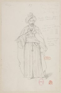 Halévy - La magicienne - modele kostiumów autorstwa Alfreda Alberta - 29. Gra w szachy, król Saracenów. M. Bion