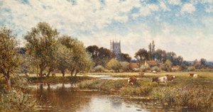 Pojenie bydła, Kempstead-on-Thames autorstwa Alfred Augustus Glendening