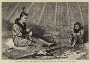 Eskimoska Kobieta i Dziecko w Lievely (lub Godhavn) na wyspie Disco autorstwa Alfred Chantrey Corbould