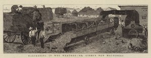 Zbiór przy deszczowej pogodzie, nowa maszyna pana Gibbsa autorstwa Alfred Chantrey Corbould