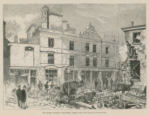 wybuchy dynamitu w Westminster; Ogólny widok szkód w Scotland Yardzie autorstwa Alfred Chantrey Corbould