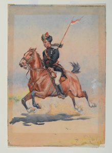 Jat Sowar z 6. Kawalerii konny, galopujący, z przewieszoną lancą autorstwa Alfred Crowdy Lovett