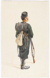 Strzelec 4. Pułku Gurkha w szyku marszowym, 1890 autorstwa Alfred Crowdy Lovett