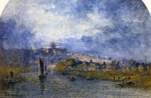 Zachód słońca nad Norwich (akwarela na papierze) autorstwa Alfred Dawson