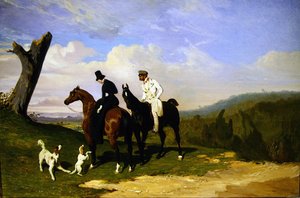 Przerwa na przejażdżkę z psami (olej na płótnie) autorstwa Alfred Dedreux