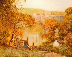 Zamek Chepstow, nad gwiazdą, ok. 1910 r. autorstwa Alfred East