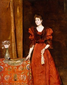 Elegancka dama trzymająca wachlarz, 1893 autorstwa Alfred Emile Stevens