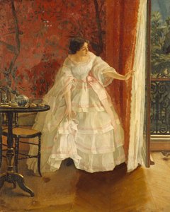 Pani przy oknie karmi ptaki, ok. 1859 r. autorstwa Alfred Emile Stevens