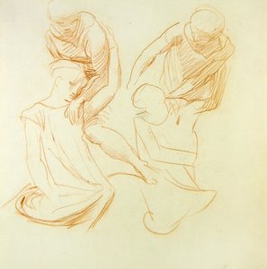 Badania rysunku, ok. 1845 (czerwona kreda na papierze) (patrz 366414 dla recto)