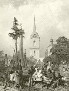 Cmentarz kościoła smoleńskiego autorstwa Alfred Gomersal Vickers