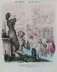 Kąpiący się w Sekwanie w Bougival, z „Le Petit Journal Pour Rire”, ok. 1860 r. autorstwa Alfred Grevin