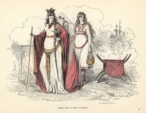Klotylda, królowa Franków, w ceremonialnym stroju, V wiek. autorstwa Alfred Grevin