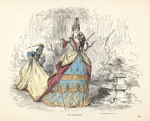 Kostium szlachcianki pod panowaniem króla Francji Ludwika XIV.