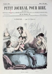 Upał: Kąpiel rodzinna, przednia okładka „Le Petit Journal pour Rire”, ok. 1860