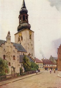 Dania: Katedra w Aalborgu, Północna Jutlandia (kolor lito) autorstwa Alfred Heaton Cooper