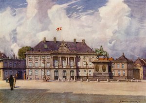 Dania: Kopenhaga, Pałac Amalienborg (kolor lito) autorstwa Alfred Heaton Cooper
