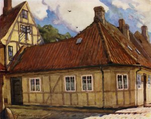Dania: Odense, Miejsce urodzenia Hansa Andersena (kolor lito) autorstwa Alfred Heaton Cooper