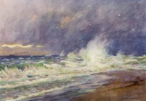 Dania: Skaw, Spotkanie Morza Północnego i Kattegat (litografia kolorowa) autorstwa Alfred Heaton Cooper