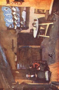 Kraina Jezior: An Old Inn Kitchen, Coniston (kolorowa litografia) autorstwa Alfred Heaton Cooper