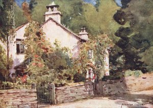 Lake District: Dove Cottage, Grasmere (kolorowa litografia)