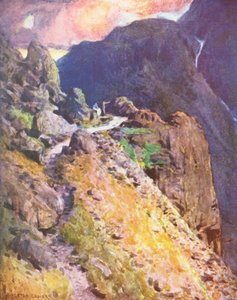 Lake District: W pobliżu szczytu Styhead Pass, Wastdale (kolorowa litografia) autorstwa Alfred Heaton Cooper