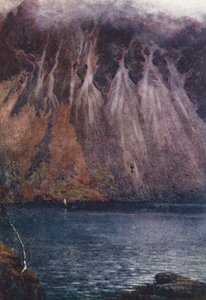 Lake District: Wastwater Screes (kolorowa litografia) autorstwa Alfred Heaton Cooper