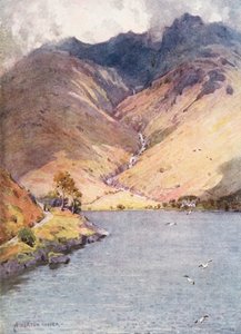 Lake District: Wastwater i Scawfell (kolorowa litografia) autorstwa Alfred Heaton Cooper