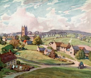 Wioska Mells, Near Frome (kolor lito) autorstwa Alfred Heaton Cooper