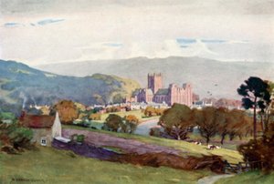 Wells, z Milton Hill (kolor lito) autorstwa Alfred Heaton Cooper