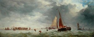 Plaża Scheveningen (olej na panelu) autorstwa Alfred Herbert