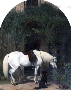 Biały koń i aporter autorstwa Alfred Hichens Corbould