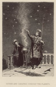 Vathek i Carathis konsultują się z planetami (akwaforta) autorstwa Alfred Holst Tourrier