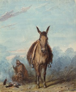 Traper w swoim samotnym obozie, ok. 1837 (akwarela na papierze) autorstwa Alfred Jacob Miller