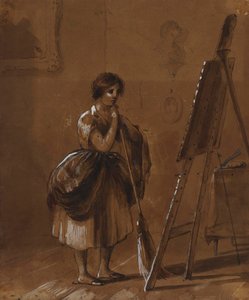Pracownia artysty. Krytyk. autorstwa Alfred Jacob Miller