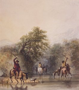 Breaking Trail to Escape from Indians, ok.1837 (akwarela na papierze) autorstwa Alfred Jacob Miller