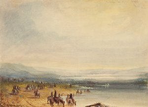 Karawana na rzece Platte, ok.1837 (akwarela na papierze)