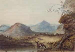Formacje skalne w pobliżu słodkiej wody, ok. 1837 (akwarela na papierze) autorstwa Alfred Jacob Miller