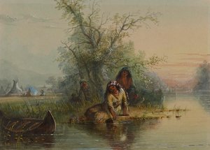 Obozowisko Indian nad rzeką Eau Sucre autorstwa Alfred Jacob Miller