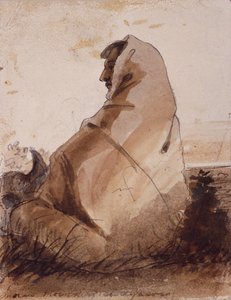 Indyjska żałoba nad grobem, naznaczona czaszką bawoła, ok. 1837 (ołówek, długopis, atrament i pranie na papierze) autorstwa Alfred Jacob Miller