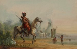 Indianin wraca do obozu z upolowaną zwierzyną autorstwa Alfred Jacob Miller