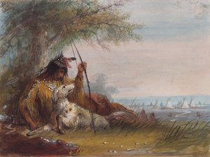 Indian Runner, ok.1837 (ołówek, akwarela i gwasz na papierze) autorstwa Alfred Jacob Miller