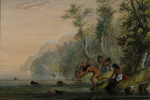 Indianki: pływanie autorstwa Alfred Jacob Miller