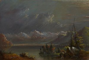 Widok nad jeziorem – Góry Skaliste autorstwa Alfred Jacob Miller