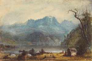 Scena nad jeziorem, Góry Dzikiej Rzeki, ok. 1837 (akwarela na papierze)