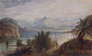 Jezioro, Łańcuch Gór Rzeki Wiatru, ok. 1837 (akwarela na papierze) autorstwa Alfred Jacob Miller