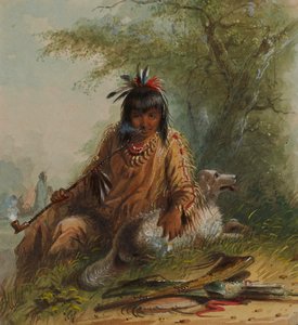 Indianin Snake i jego pies autorstwa Alfred Jacob Miller