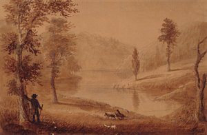 Jezioro łabędzie, ok. 1837 (akwarela na papierze) autorstwa Alfred Jacob Miller