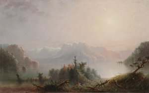 Jezioro Jej samotne łono rozszerza się do nieba, ok. 1850 (olej na panelu)